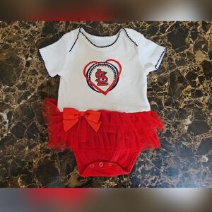 STL Cardinal Red and White Baby Bodysuit with Tutu- 3M